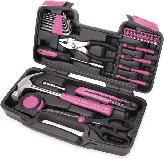 39-Piece Household Tools Kit - Small Basic Home Tool Set with Plastic Toolbox - Great for College Students. Household Use & More
