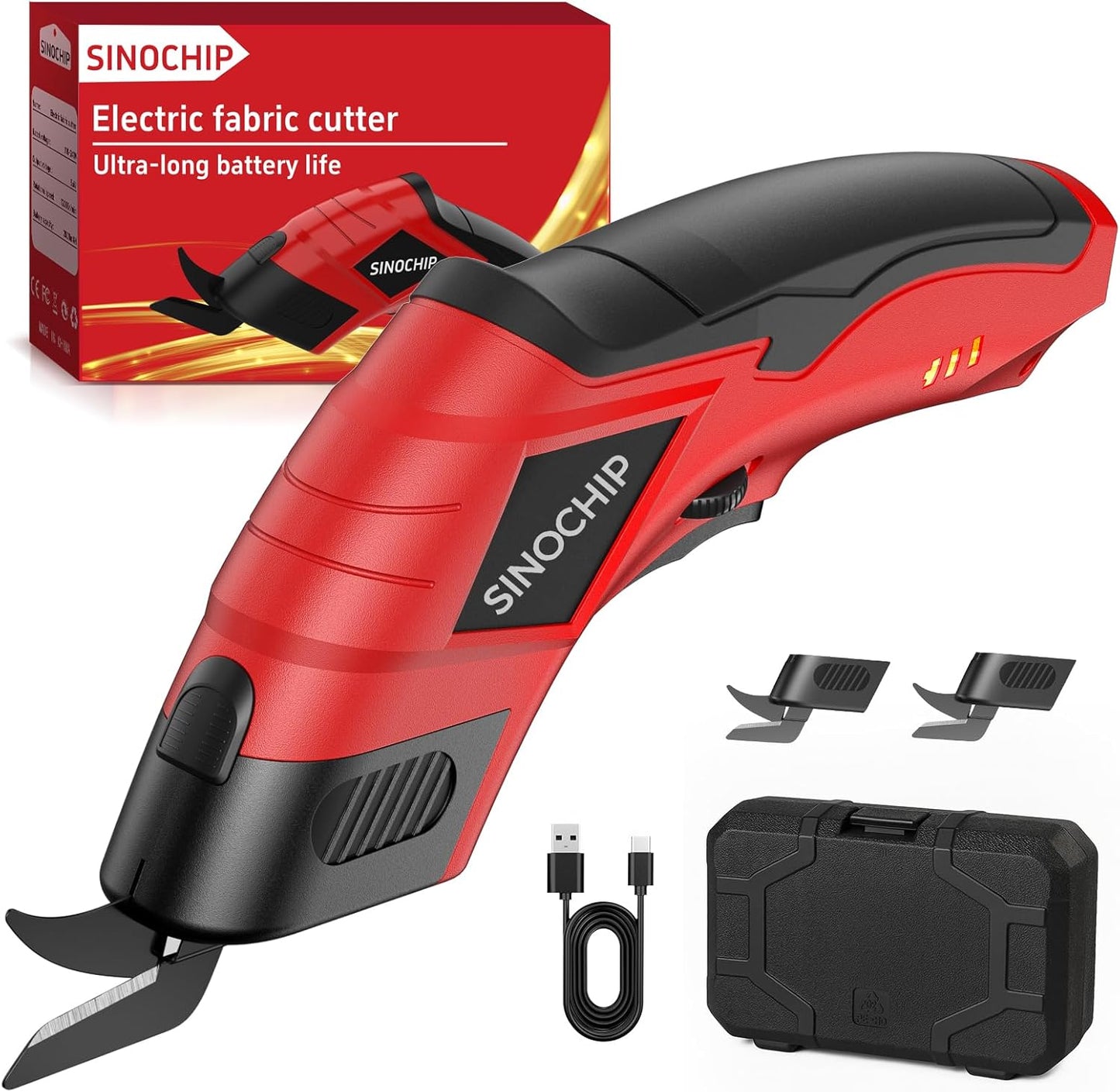 Electric Scissors for Cardboard Cutting. 2000mAh cell 12000RPM High-Power Box Cutter with Dual Blades & Safety Lock Suitable for fabrics. cardboard. plastics. leather. carpets L