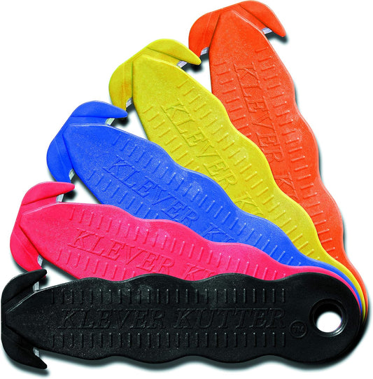 Klever Innovations Cutter Stainless Steel Package Opener. Safety Utility Cutter Assorted Colors 5 pcs. KLEVER - 5/PACK MIX